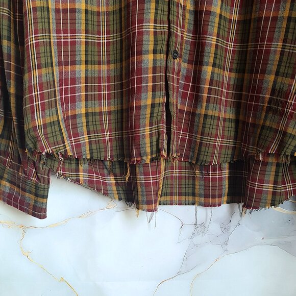 The Kooples Size Large Long Sleeve Destroyed Plaid Button Up Shirt - Picture 15 of 15